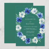 Smaragdgrüner üppiger Winterhochzeit Einladung (Vorne/Hinten)