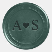 Smaragdgrüner Wachsaufkleber mit Initialen Runder Aufkleber (Vorderseite)