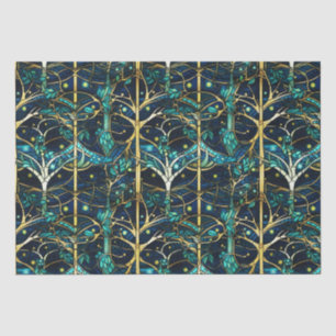 Smaragdgrüner Wald-Faux-Buntglas-Muster Seidenpapier