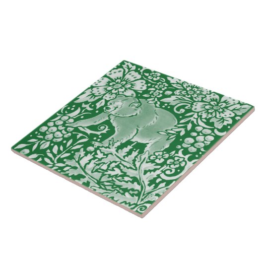 Smaragdgrüner Waldbär, faszinierend  Fliese (Seite)