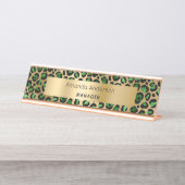 Smaragdgrünes Blattmuster Schreibtischnamensplakette (Vorderseite )