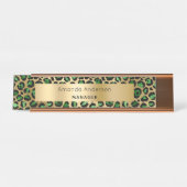 Smaragdgrünes Blattmuster Schreibtischnamensplakette (Vorderseite )