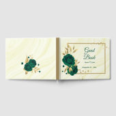 smaragdgrünes Blumengold geometrische Blätter Gästebuch (Voll)