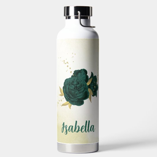 Smaragdgrünes Blumengold Trinkflasche (links)