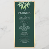 Smaragdgrünes Botanisches Hochzeitsprogramm Programm (Vorderseite)