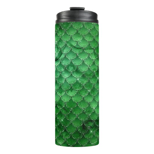 Smaragdgrünes Drachen-Schuppen-Muster Thermosbecher (Vorderseite)