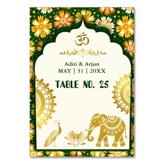 smaragdgrünes Elfenbein Tischnummer (Rückseite)