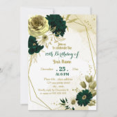 Smaragdgrünes Elfenbeingold geometrische Geburtsta Einladung (Vorderseite)