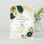 Smaragdgrünes Elfenbeingold geometrische Geburtsta Einladung (Stehend Vorderseite)