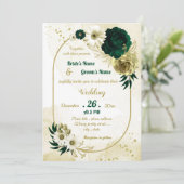 Smaragdgrünes Elfenbeingold geometrische Hochzeit Einladung (Stehend Vorderseite)