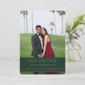 Smaragdgrünes Foto für Hochzeitsfeiern Save The Date (Stehend Vorderseite)