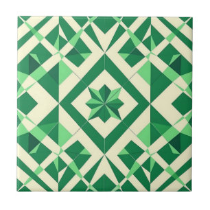 Smaragdgrünes geometrisches Sternmuster Fliese