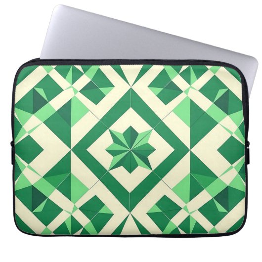 Smaragdgrünes geometrisches Sternmuster Laptopschutzhülle (Vorderseite)