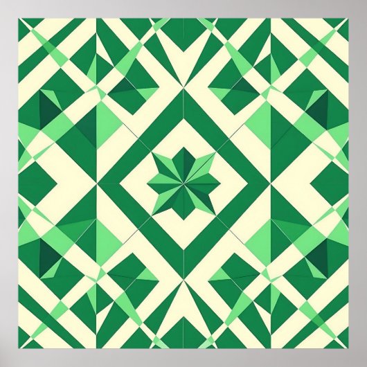 Smaragdgrünes geometrisches Sternmuster Poster (Vorne)