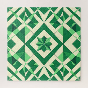 Smaragdgrünes geometrisches Sternmuster Puzzle