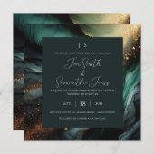 Smaragdgrünes Gold Einladung (Vorne/Hinten)