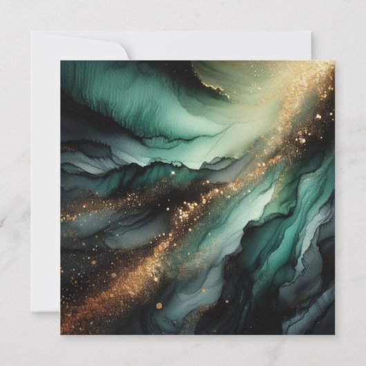 Smaragdgrünes Gold Einladung (Rückseite)