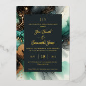 Smaragdgrünes Gold Folieneinladung (Vorderseite)
