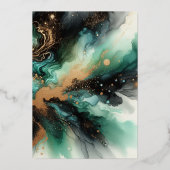 Smaragdgrünes Gold Folieneinladung (Rückseite)