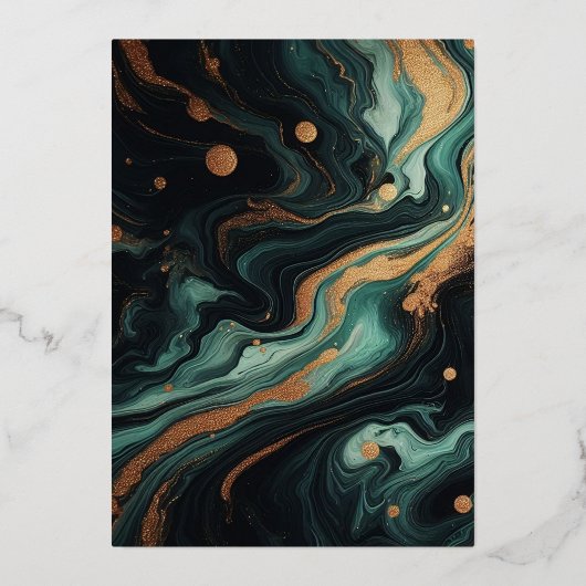 Smaragdgrünes Gold Folieneinladung (Rückseite)