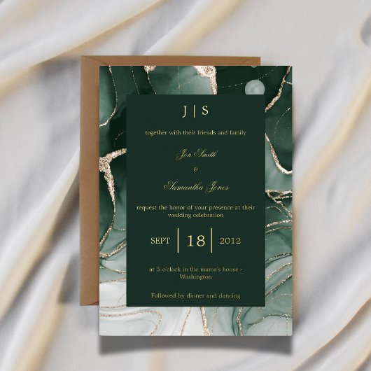 Smaragdgrünes Gold Folieneinladung