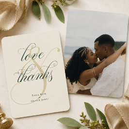 Smaragdgrünes Gold Foto Hochzeit Liebe & Dankeschö Dankeskarte
