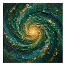 Smaragdgrünes Gold-Galaxien-Wirbel-Abstrakt Acryl