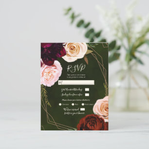 Smaragdgrünes Gold Modernes Dunkles Florales Hochz Einladung