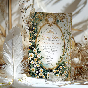 Smaragdgrünes Gold Quinceanera Spanisches Sweet 15 Einladung