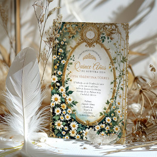 Smaragdgrünes Gold Quinceanera Spanisches Sweet 15 Einladung