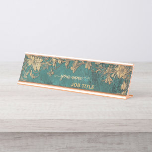 Smaragdgrünes Gold Vintage Schreibtischnamensplakette