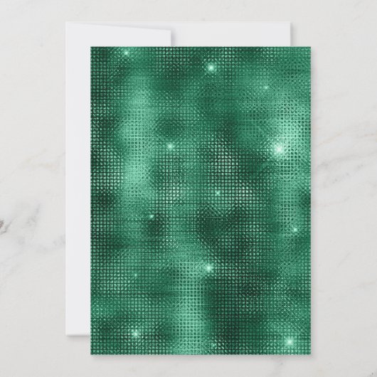 Smaragdgrünes Goldkleid Tiara Luxus Quinceanera Einladung (Rückseite)