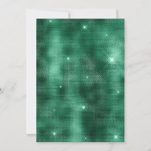 Smaragdgrünes Goldkleid tiara Quinceanera Einladung (Rückseite)