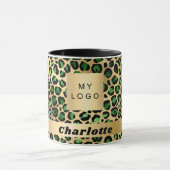 Smaragdgrünes Goldleopard-Cheetah-Firmenlogo Tasse (Zentrum)