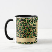 Smaragdgrünes Goldleopard-Cheetah-Firmenlogo Tasse (Links)