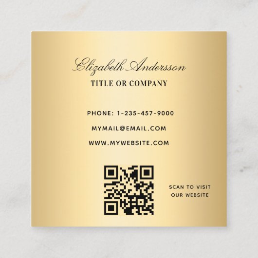 Smaragdgrünes Goldleopard-Logo QR-Code Quadratische Visitenkarte (Rückseite)