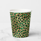 Smaragdgrünes Goldleopard-Party Pappbecher (Rückseite)