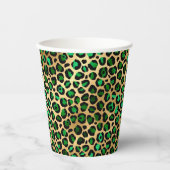 Smaragdgrünes Goldleopard-Party Pappbecher (Vorderseite)