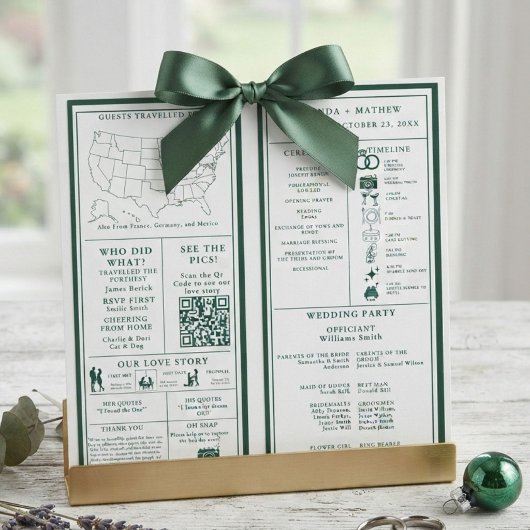 Smaragdgrünes Hochzeitsinfografik-Programm