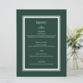Smaragdgrünes Hochzeitsmenü Menükarte (Stehend Vorderseite)