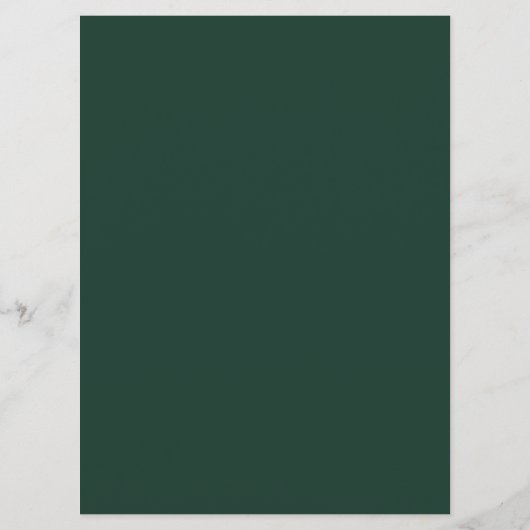 Smaragdgrünes Hochzeitsmenü Menükarte (Rückseite)