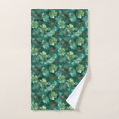 Smaragdgrünes Kleeblatt-Blumenmuster Badhandtuch Set (Handtuch)