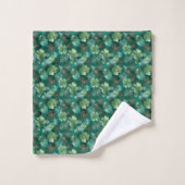 Smaragdgrünes Kleeblatt-Blumenmuster Badhandtuch Set (Waschlappen)