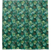 Smaragdgrünes Kleeblatt-Blumenmuster Duschvorhang (Vorderseite)