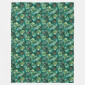 Smaragdgrünes Kleeblatt-Blumenmuster Fleecedecke (Vorderseite)