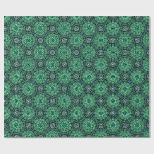 Smaragdgrünes Mandala-Design Geschenkpapier (Flach)