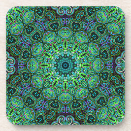 Smaragdgrünes Mandala-Design Getränkeuntersetzer