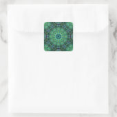 Smaragdgrünes Mandala-Design Quadratischer Aufkleber (Tasche)