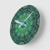 Smaragdgrünes Mandala-Design Runde Wanduhr (Winkel)