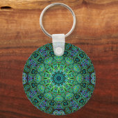 Smaragdgrünes Mandala-Design Schlüsselanhänger (Rückseite)
